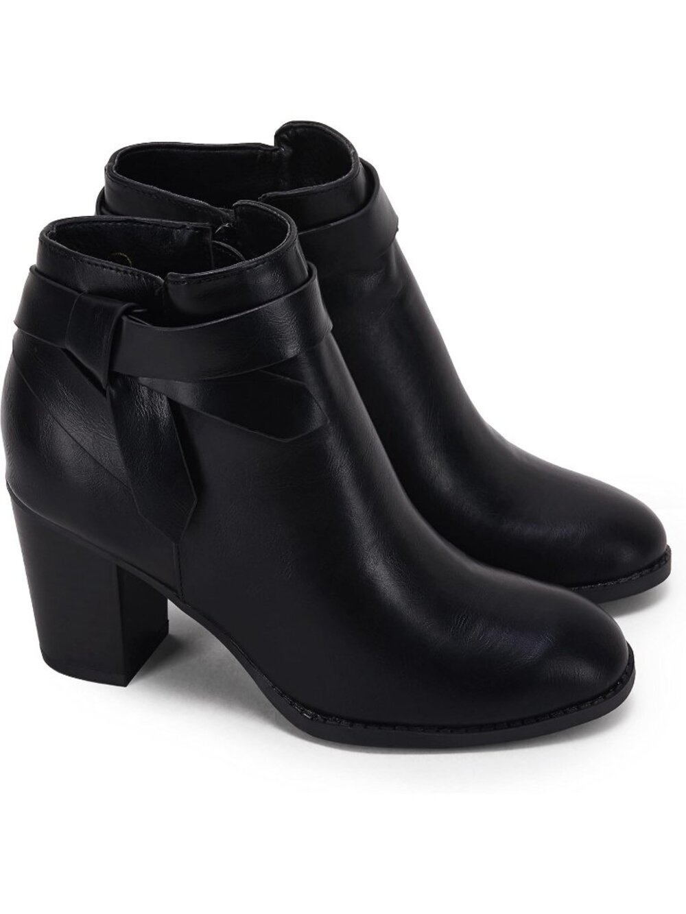 Women's Cool Black Tie Knot Closed Toe Stacked Heel Chelsea Pump Ankle Boots